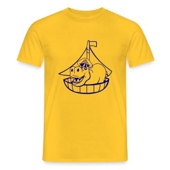 Lustiges Nilpferd Kapitän Segelt Süß Cartoon Comic - Männer T-Shirt - Gelb - Vorne - AI Model Male 178 dark (178cm)