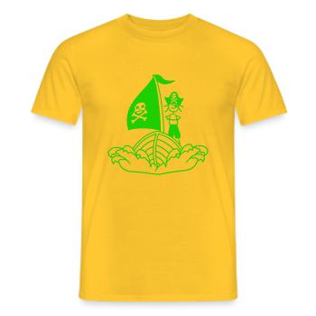 Pirate Bateau Pirate Kid Capitaine Boucanier Vagues - T-shirt homme - jaune - Devant - AI Model Male 178 dark (178cm)