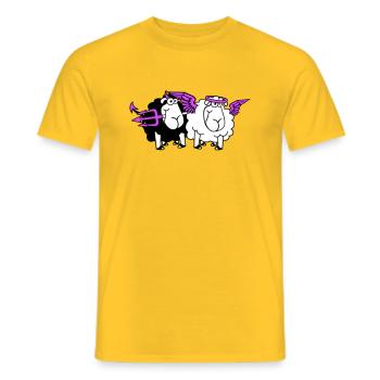 2 Mouton Ange Diable Satan Enfer Mal Paradis Bien - T-shirt homme - jaune - Devant - AI Model Male 178 dark (178cm)