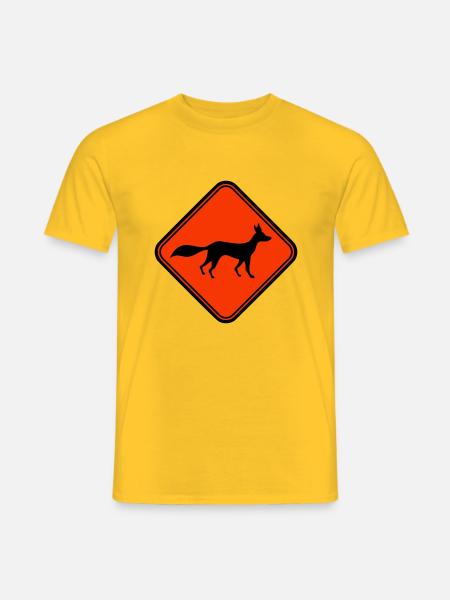Rot Fuchs Schild Vorsicht Achtung Gefahr Warnung - Männer T-Shirt - Gelb