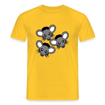3 Mice Wall Hole Mouse Hole Three Friends Team Crew - Men's T-Shirt - yellow - Front - AI Model Male 178 dark (178cm)