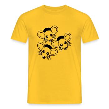3 Mice Wall Hole Mouse Hole Three Friends Team Crew - Men's T-Shirt - yellow - Front - AI Model Male 178 dark (178cm)