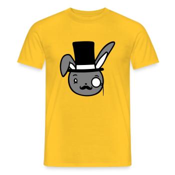 Mr. Bunny Gentleman Chapeau haut de forme Monocle Lunettes - T-shirt homme - jaune - Devant - AI Model Male 178 dark (178cm)