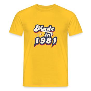 Hergestellt im Jahr 1981 Retro - Männer T-Shirt - Gelb - Vorne - AI Model Male 178 dark (178cm)
