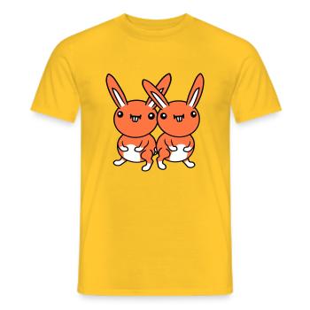 2 Hasen Team Lustig Grimasse Albern Ulkig Lächeln - Männer T-Shirt - Gelb - Vorne - AI Model Male 178 dark (178cm)