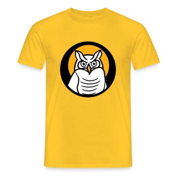 Owl Bird Eagle Owl Sun Moon Night Full Moon Round Logo - Men's T-Shirt - yellow - Front - AI Model Male 178 dark (178cm)