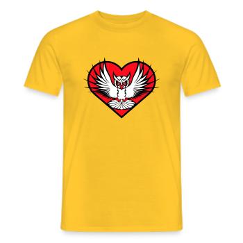 hibou coeur symbole forme oiseau amour aigle hibou volant cool - T-shirt homme - jaune - Devant - AI Model Male 178 dark (178cm)