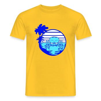 Oktopus Meer Sonnenuntergang Strand Urlaub Linien - Männer T-Shirt - Gelb - Vorne - AI Model Male 178 dark (178cm)