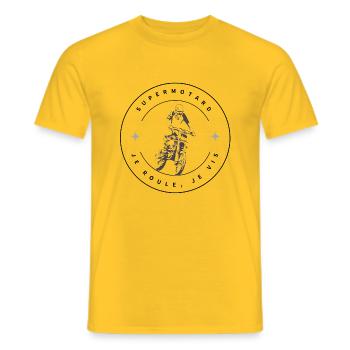 Supermoto – Ich fahre, ich lebe (Moto Design grau) - Männer T-Shirt - Gelb - Vorne - AI Model Male 178 dark (178cm)