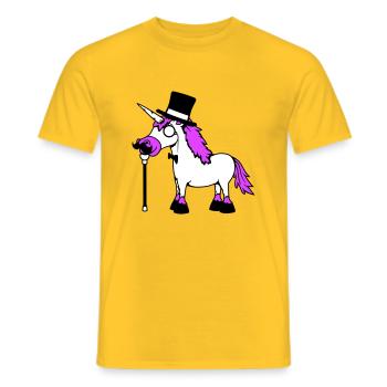Einhorn Sir Gentleman Mr. reich Monokel Zylinder - Männer T-Shirt - Gelb - Vorne - AI Model Male 178 dark (178cm)