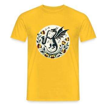 Saxophone Dragon Jazz Fantasy - Men's T-Shirt - yellow - Front - AI Model Male 178 dark (178cm)
