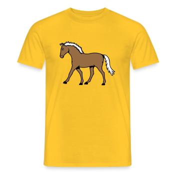 Horse Running Goes Rider Cartoon Riding Cute Comic - Men's T-Shirt - yellow - Front - AI Model Male 178 dark (178cm)