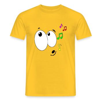 riesige Glubschaugen - feel the music! - Männer T-Shirt - Gelb - Vorne - AI Model Male 178 dark (178cm)