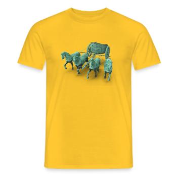 Streitwagen Statue 3D - Quadriga Chariot Statue - Männer T-Shirt - Gelb - Vorne - AI Model Male 178 dark (178cm)