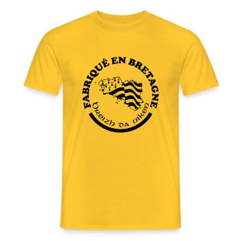 fabrique en bretagne - T-shirt homme - jaune - Devant - AI Model Male 178 dark (178cm)