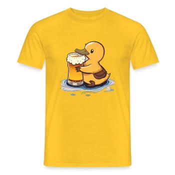 Canard doux avec de la bière. Drôle de bière avec animal - T-shirt homme - jaune - Devant - AI Model Male 178 dark (178cm)