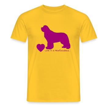 L’amour est un Terre-Neuve 002 - T-shirt homme - jaune - Devant - AI Model Male 178 dark (178cm)