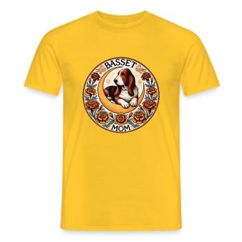 Basset Mom - Men's T-Shirt - yellow - Front - AI Model Male 178 dark (178cm)