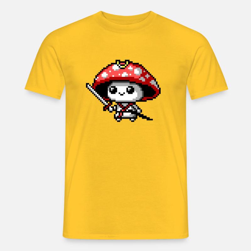 8bit Pilz-Samurai - Männer T-Shirt - Gelb