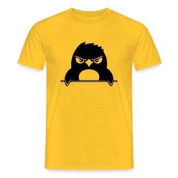Pinguin Guckt Ernst Böse Gefährlich hinter Mauer - Männer T-Shirt - Gelb - Vorne - AI Model Male 178 dark (178cm)