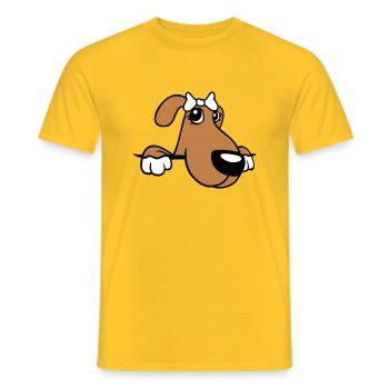 Hund Hinter Mauer Hübsche Dame Schleife Weiblich - Männer T-Shirt - Gelb - Vorne - AI Model Male 178 dark (178cm)