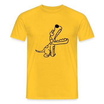Hund Großes Maul Schnauze Hunger Guckt Nach Oben - Männer T-Shirt - Gelb - Vorne - AI Model Male 178 dark (178cm)