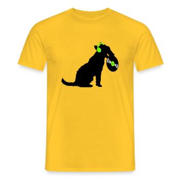 Hund DJ Musik Auflegen Club Disko Schallplatte Fun - Männer T-Shirt - Gelb - Vorne - AI Model Male 178 dark (178cm)