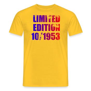 70th Birthday Limited Edition 10/1953 - Men's T-Shirt - yellow - Front - AI Model Male 178 dark (178cm)