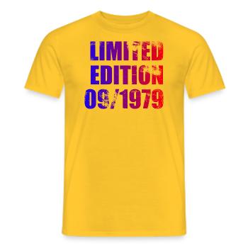 45th Birthday Limited Edition 09/1979 - Men's T-Shirt - yellow - Front - AI Model Male 178 dark (178cm)