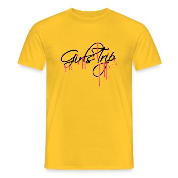 spray drops graffiti girls trip holiday fun rei - Men's T-Shirt - yellow - Front - AI Model Male 178 dark (178cm)