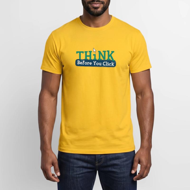 Think before computer hacking hacker Men’s T-shirt