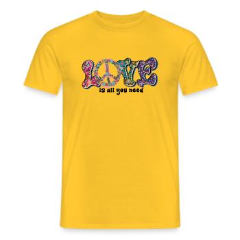 Love is all you need Design / Peacezeichen - Men's T-Shirt - yellow - Front - AI Model Male 178 dark (178cm)