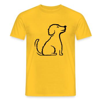 Sitzender glücklicher braver Hund - Männer T-Shirt - Gelb - Vorne - AI Model Male 178 dark (178cm)