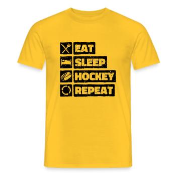 Eat Sleep Hockey Répéter le sport de hockey sur glace rétro - T-shirt homme - jaune - Devant - AI Model Male 178 dark (178cm)