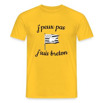 j'peux pas j'suis breton - T-shirt homme - jaune - Devant - AI Model Male 178 dark (178cm)
