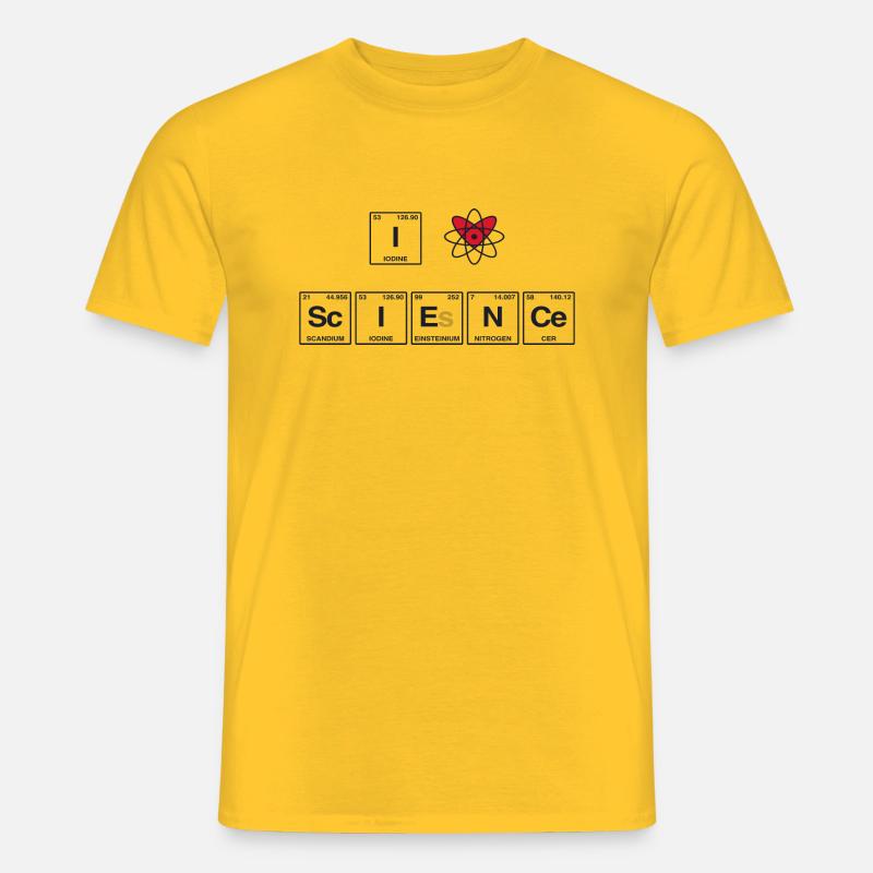 I LOVE SCIENCE - Elemente Perdiodensystem - Männer T-Shirt - Gelb