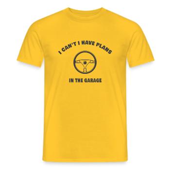 I Cant I Have Plans In The Garage - T-shirt homme - jaune - Devant - AI Model Male 178 dark (178cm)