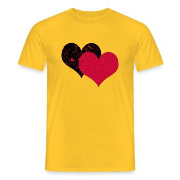 Two hearts - Men's T-Shirt - yellow - Front - AI Model Male 178 dark (178cm)