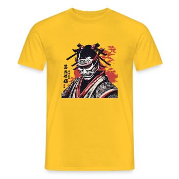 Samurai mit der Maske - Männer T-Shirt - Gelb - Vorne - AI Model Male 178 dark (178cm)