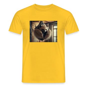 Niedliche Tiere chillen – Fledermaus - Männer T-Shirt - Gelb - Vorne - AI Model Male 178 dark (178cm)