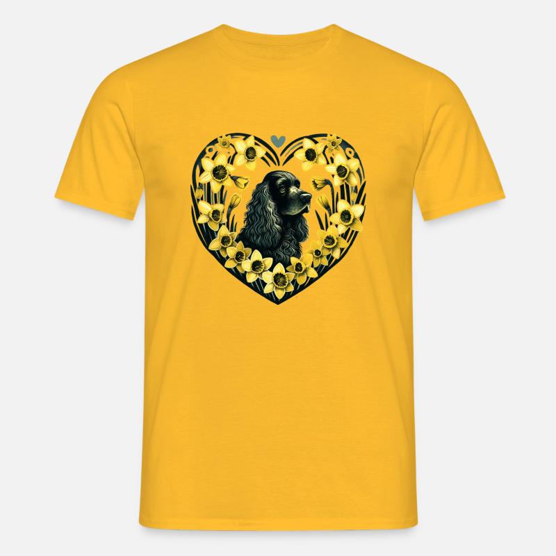 Schwarzer Cocker Spaniel - Männer T-Shirt - Gelb