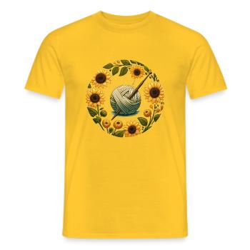 Ball of Knitter and Crochet Yarn - Men's T-Shirt - yellow - Front - AI Model Male 178 dark (178cm)