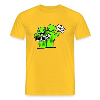 Free Hugs Kaktus Umarmung Gesicht Traurig Schild - Männer T-Shirt - Gelb - Vorne - AI Model Male 178 dark (178cm)