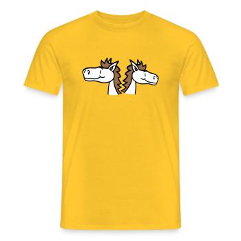 2 Pferde Team Pony Fohlen Pärchen Comic Freunde - Männer T-Shirt - Gelb - Vorne - AI Model Male 178 dark (178cm)