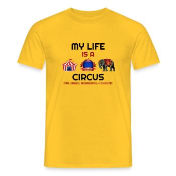 Es dreht sich alles um den Zirkus, Zirkus, ZirkusMasken, C - Männer T-Shirt - Gelb - Vorne - AI Model Male 178 dark (178cm)