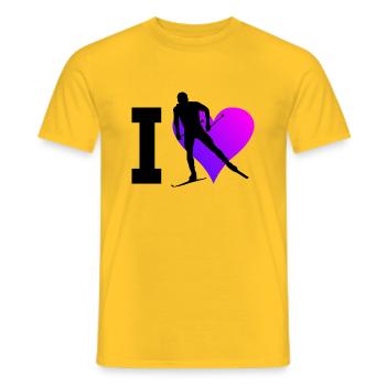 Classique masculine de patinage de fond - T-shirt homme - jaune - Devant - AI Model Male 178 dark (178cm)