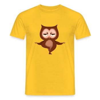 Owl fait une idée cadeau aux amateurs de yoga yoga - T-shirt homme - jaune - Devant - AI Model Male 178 dark (178cm)