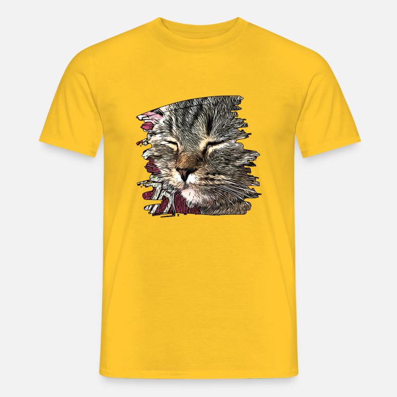 Katzengesicht 6 - Männer T-Shirt - Gelb