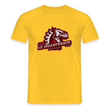 High-Designs logo d'un gigantesque dragon - T-shirt homme - jaune - Devant - AI Model Male 178 dark (178cm)