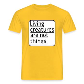 Les créatures vivantes ne sont pas des choses - T-shirt homme - jaune - Devant - AI Model Male 178 dark (178cm)